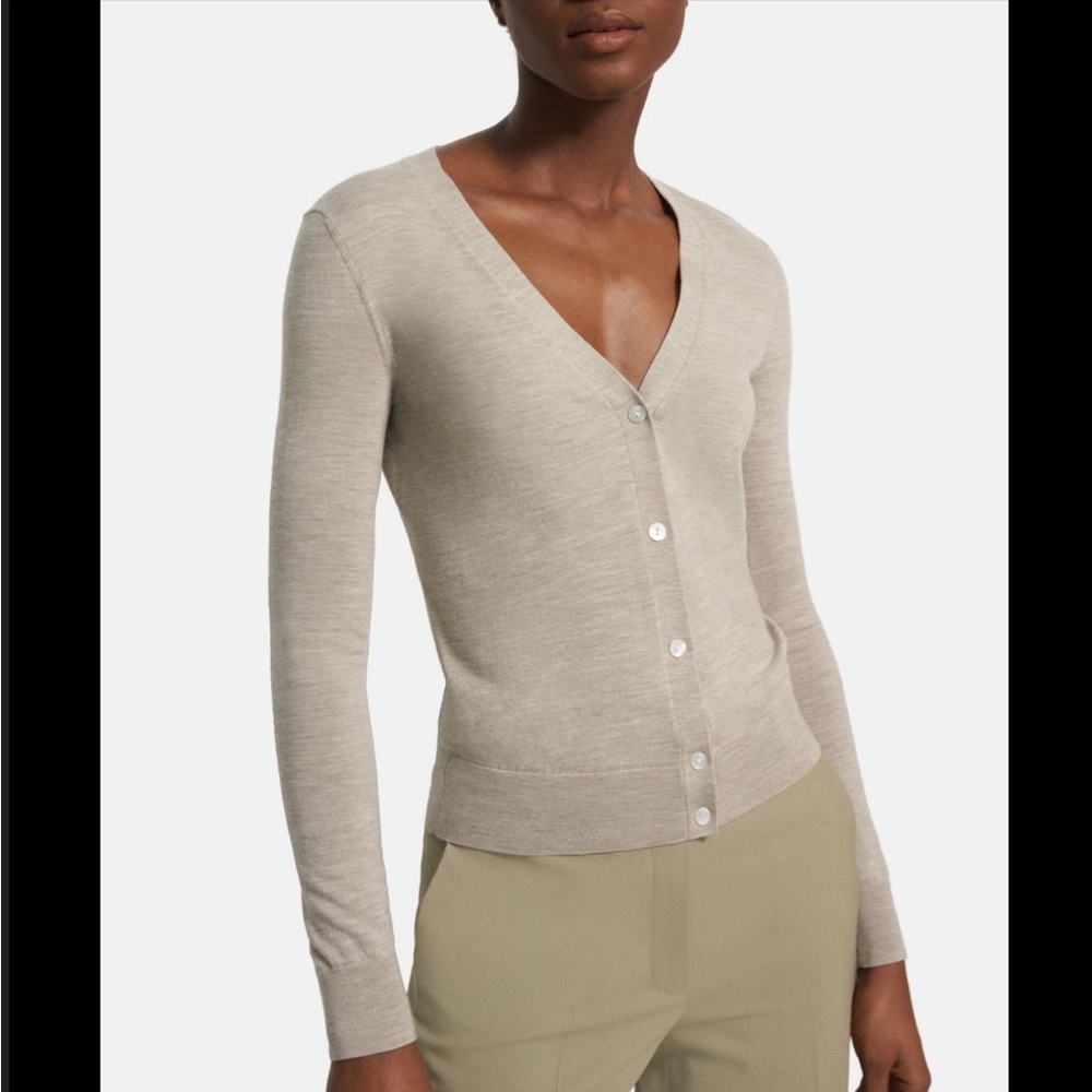 Banana Republic ✔️ 💯 merino wool cream/khaki v neck button down cardigan
